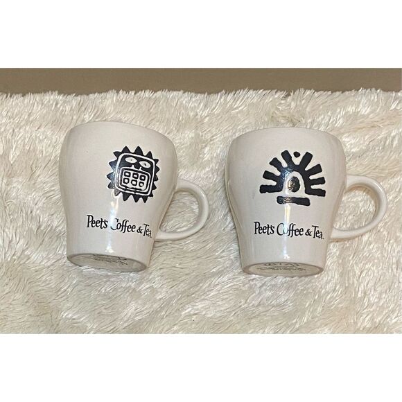 PEETS COFFEE & TEA OFF WHITE COLOR CERAMIC (2) MUGS BY BIA B67 - Picture 5 of 5